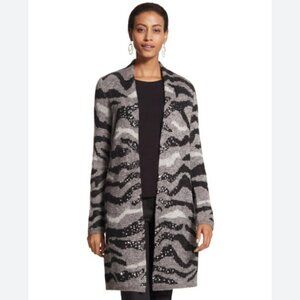 Chico's Jovi Long Zebra Cardigan Sweater  L / 12